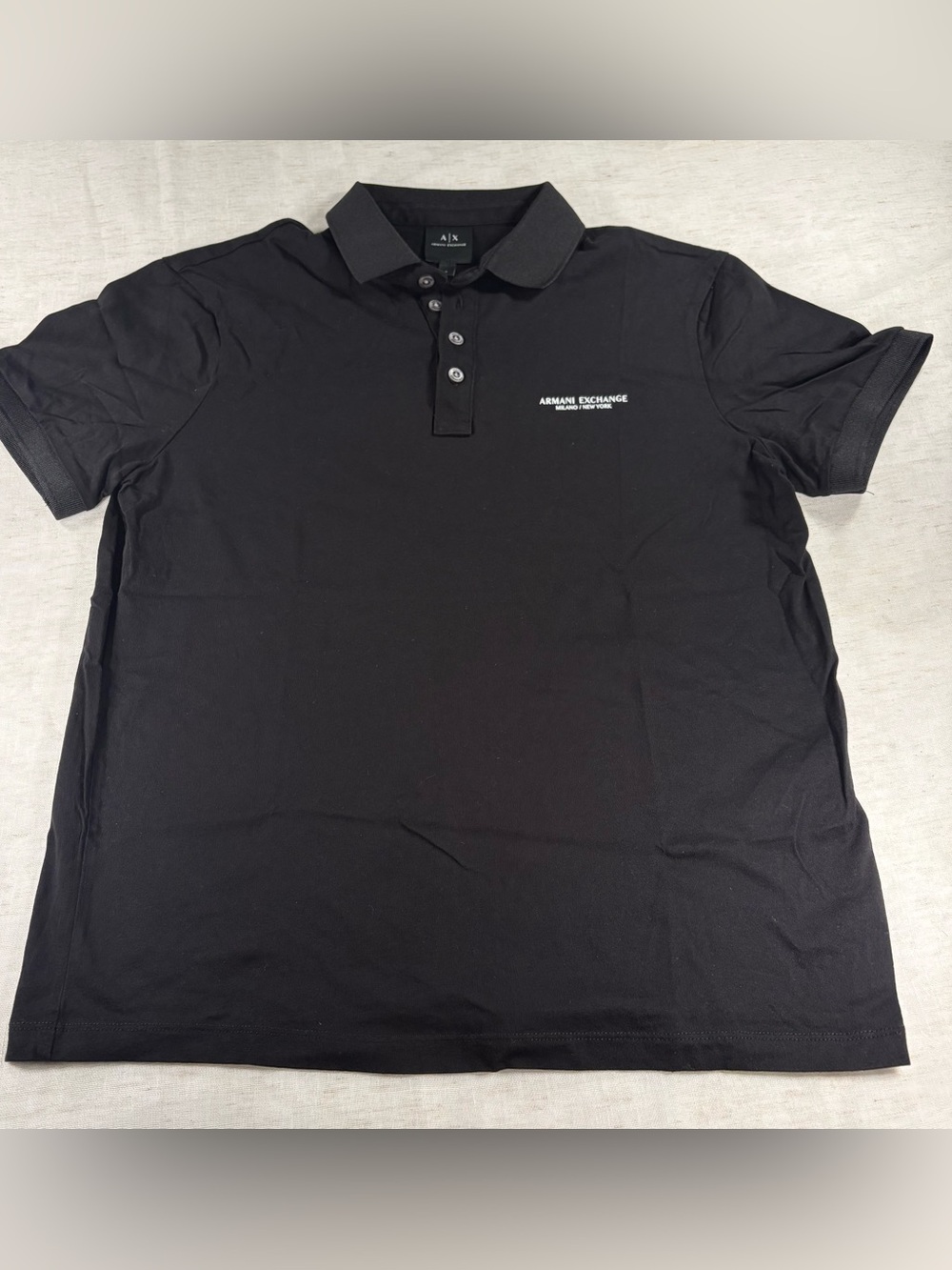Armani Exchange Black Short-Sleeve Polo with Subtle Logo